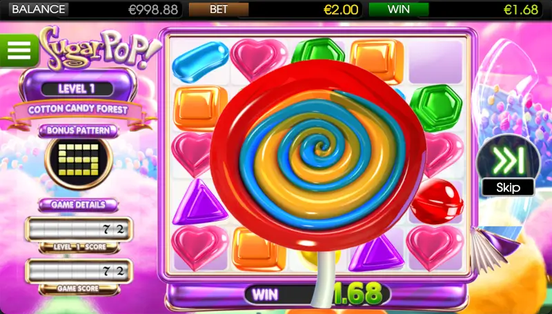 Sugar Pop lollipop special candy appearing over the 5x5 candy grid